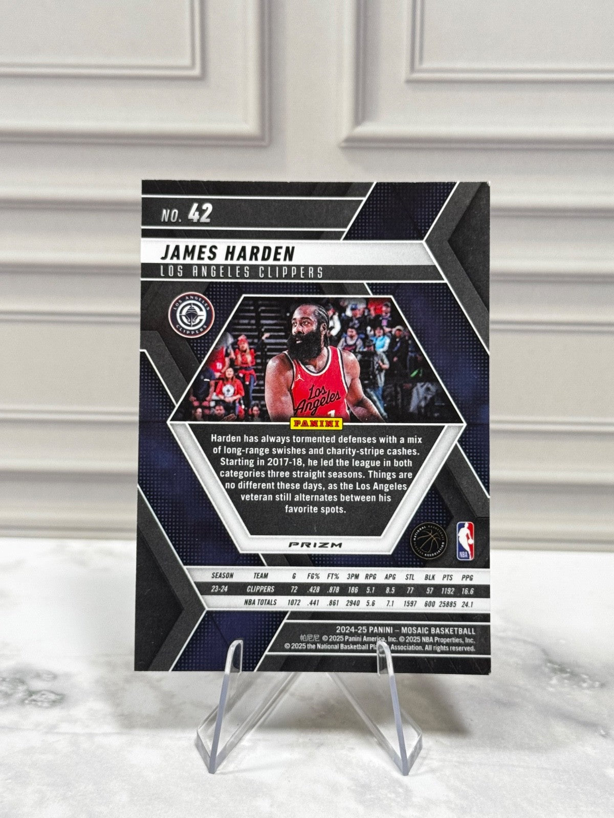 2024-25 Panini Mosaic - James Harden #42 Reactive Yellow Mosaic Prizm