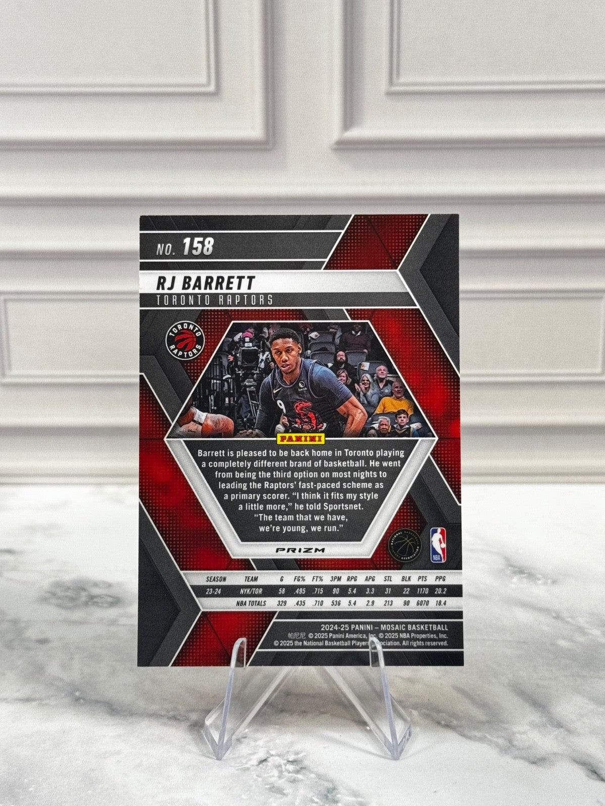 2024-25 Panini Mosaic - RJ Barrett #158 Reactive Yellow Mosaic Prizm