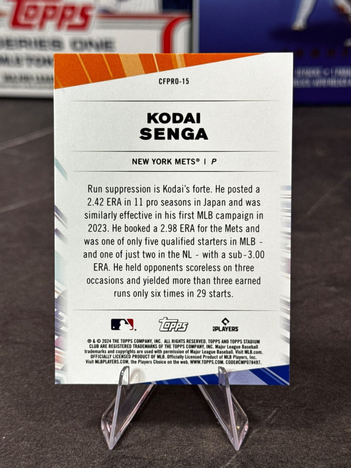 2024 Topps Stadium Club - Chief Fantasy Professionals Kodai Senga #CFPRO-15