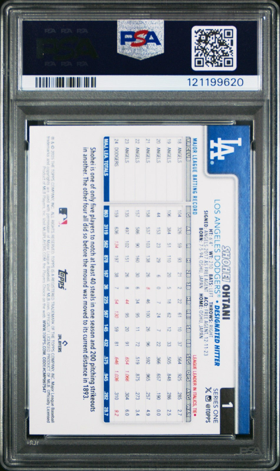 2025 TOPPS #1 SHOHEI OHTANI HOLO FOIL PSA 9