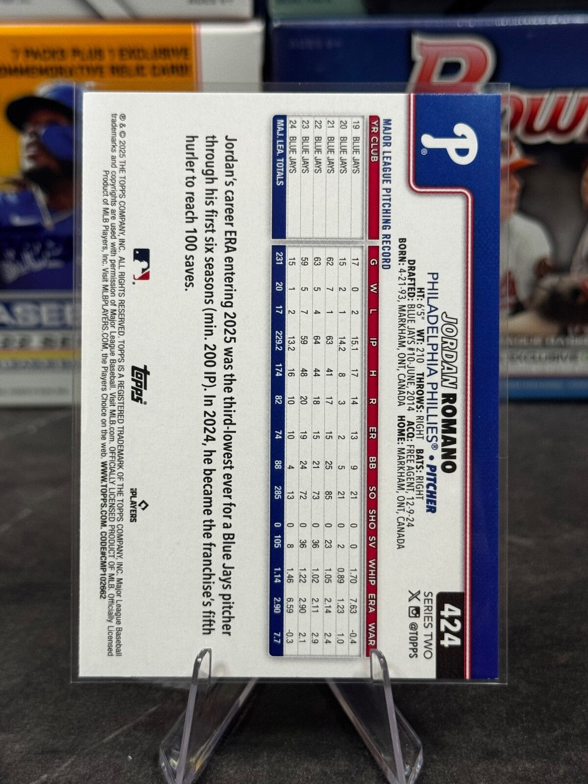 2025 Topps Series 2 - #424 Jordan Romano Rainbow Foil PHILLIES