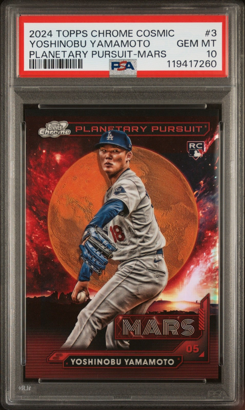 2024 Topps Cosmic Chrome - Planetary Pursuit-Mars #PPMA3 Yoshinobu Yamamoto (RC)
