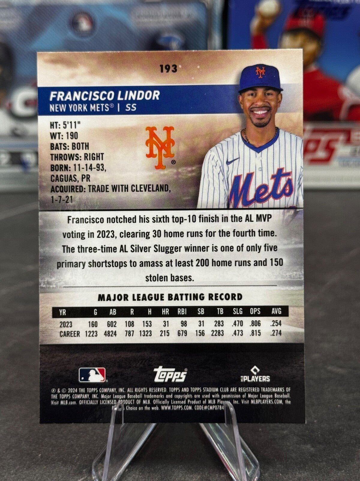 2024 Topps Stadium Club - Francisco Lindor #193 Chrome