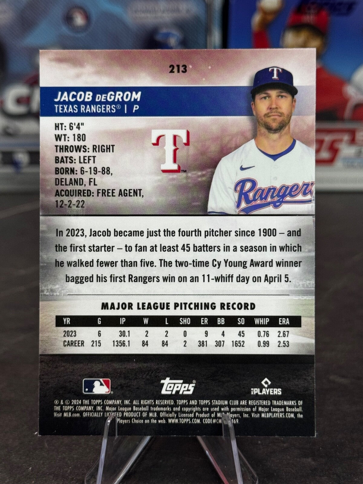 2024 Topps Stadium Club - Jacob deGrom #213 Chrome