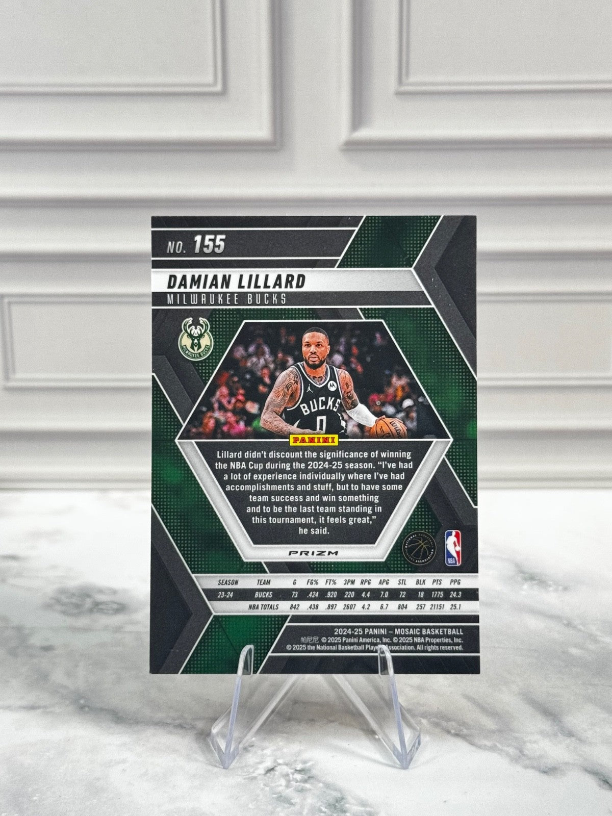 2024-25 Panini Mosaic - Damian Lillard #155 Reactive Yellow Mosaic Prizm