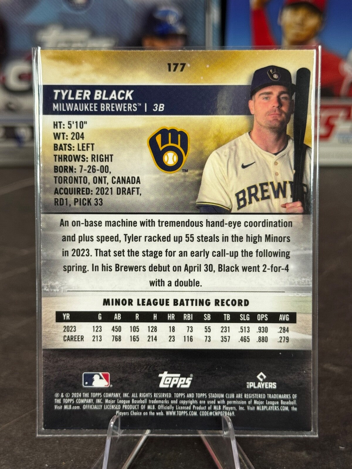 2024 Topps Stadium Club - Tyler Black #177 Chrome (RC)
