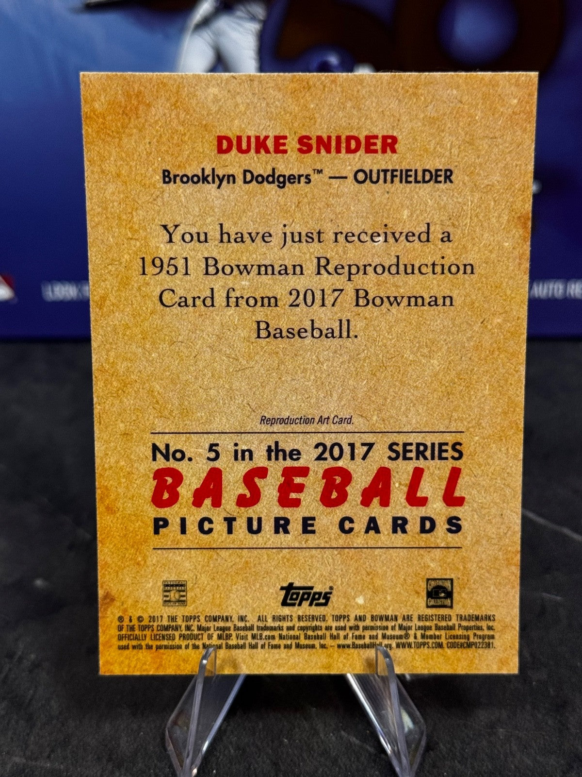 2017 Bowman - 1951 Bowman Reproduction Duke Snider Chrome