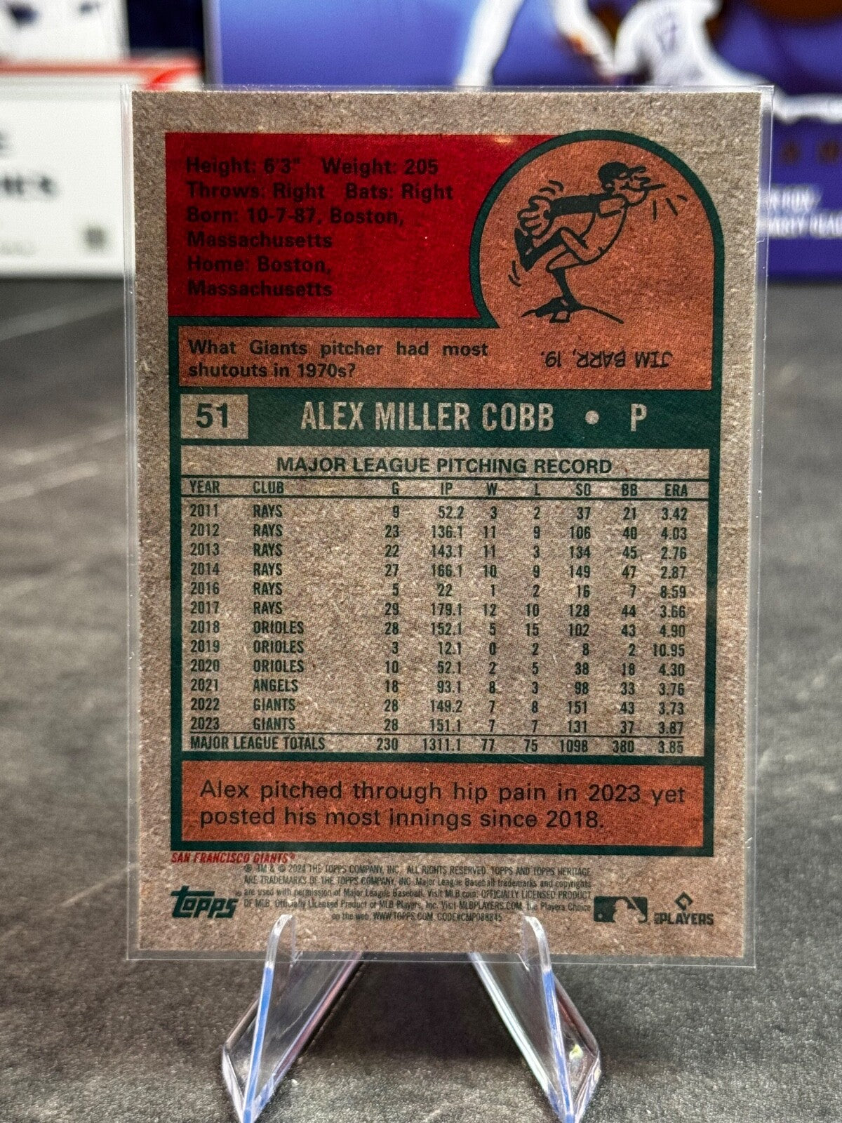 2023 Topps Heritage High Number - Alex Cobb #664 Chrome Purple Refractor