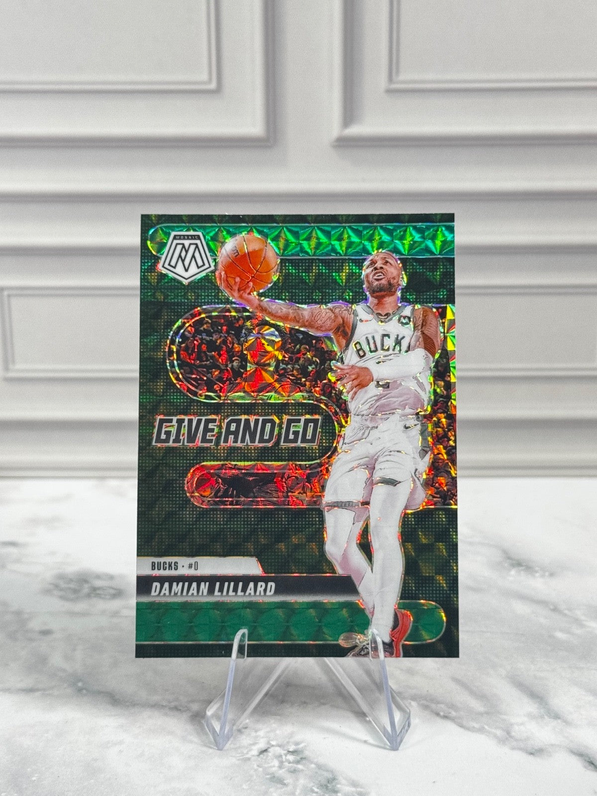 2024-25 Panini Mosaic - Damian Lillard Give and Go Green Prizm #14