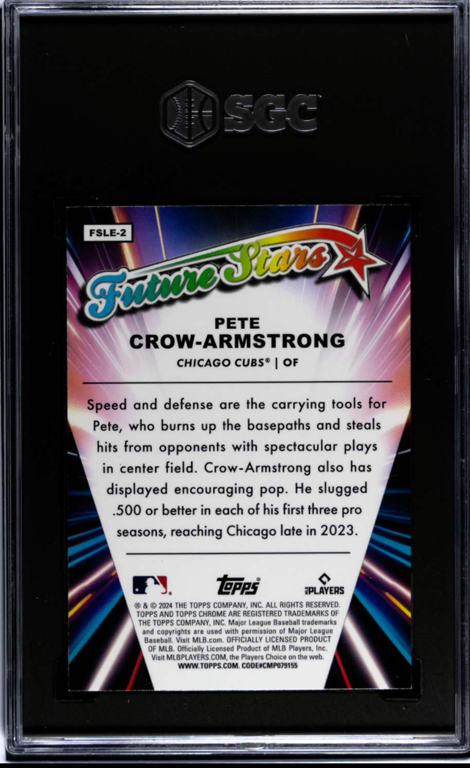 2024 Topps Chrome Logofractor Pete Crow-Armstrong Future Stars (RC) SGC 10
