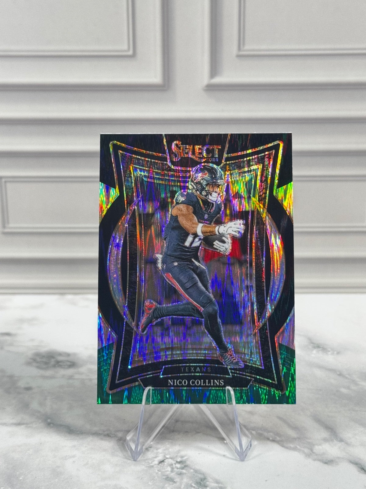 2024 Panini Select - Concourse Nico Collins #86 Black & Green Shock Prizm
