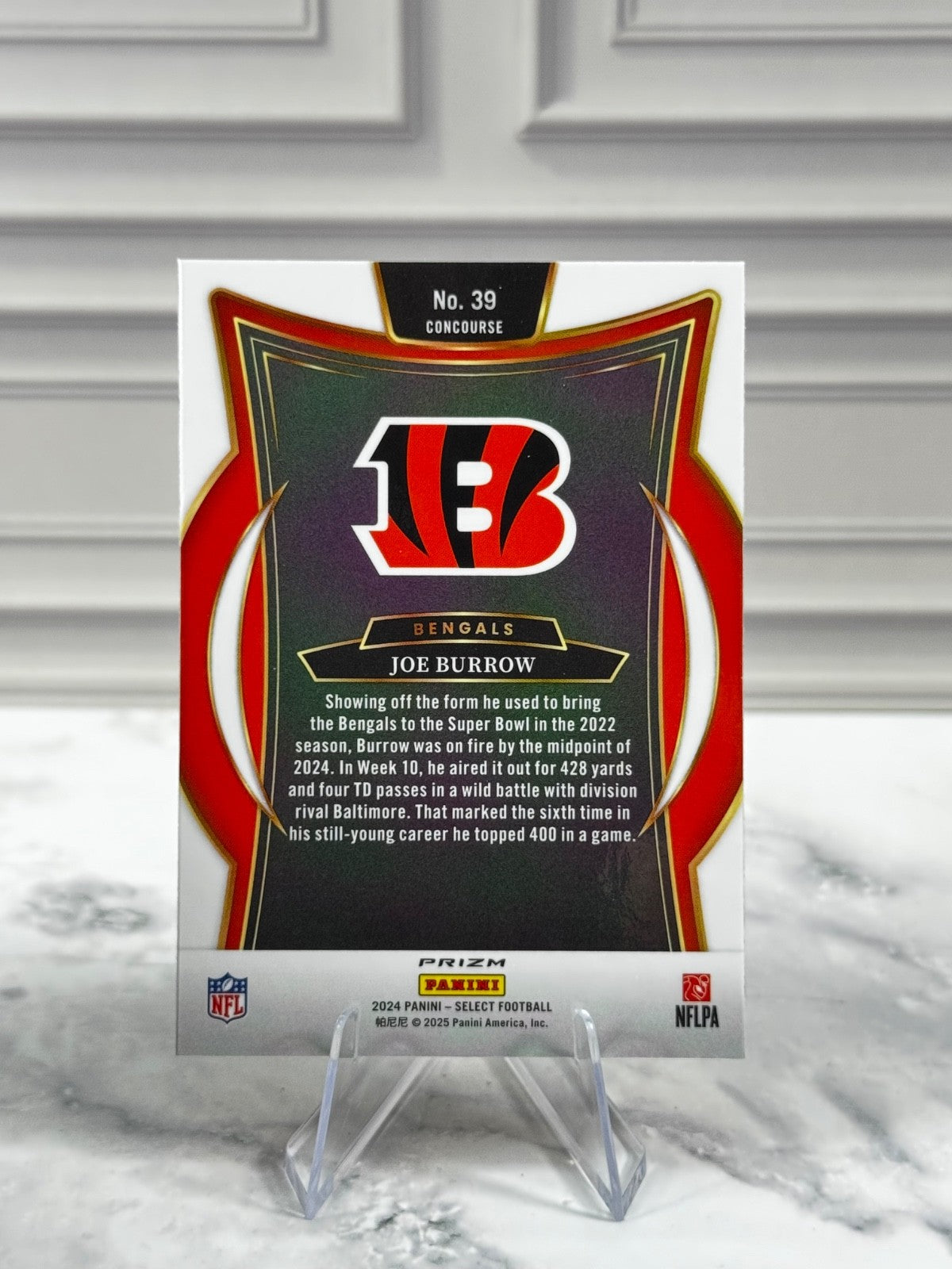 2024 Panini Select - Concourse Joe Burrow #39 Red & Yellow Shock Prizm