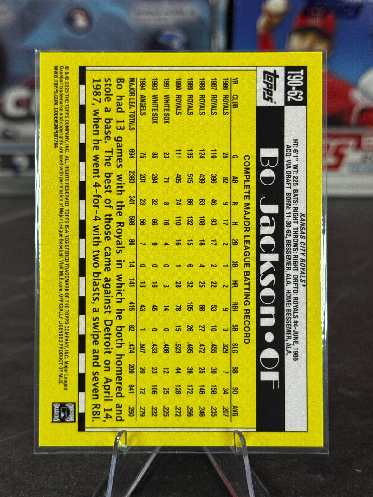 2025 Topps Series 1 - 1990 Topps Baseball Bo Jackson #T90-62