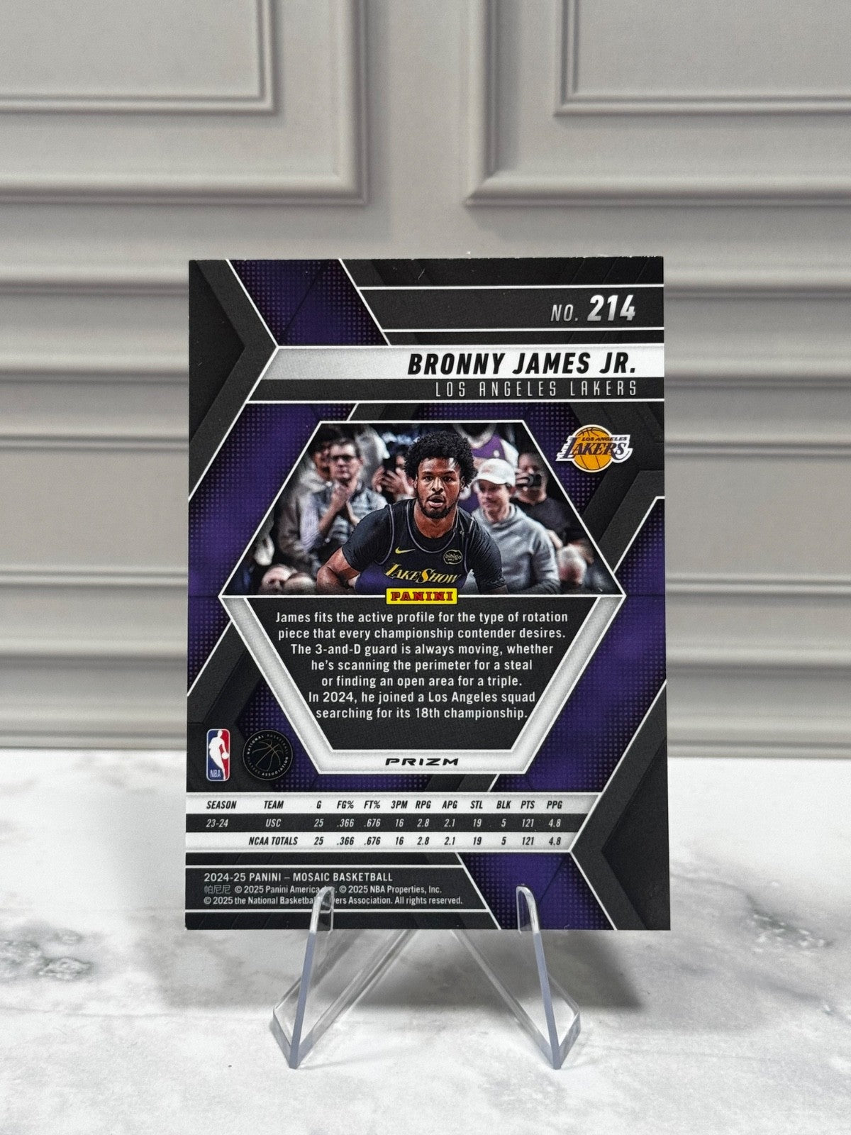 2024-25 Panini Mosaic - Rookies Bronny James #214 Yellow Reactive Prizm (RC)