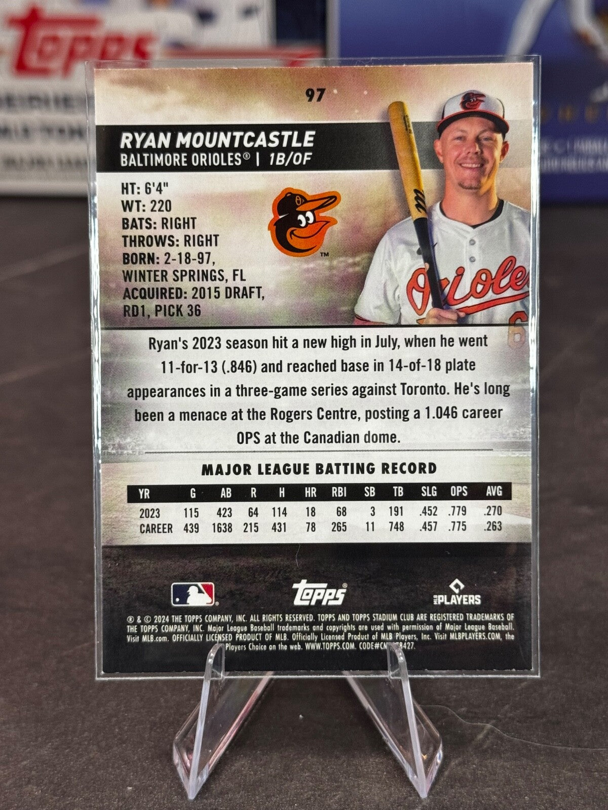 2024 Topps Stadium Club - Ryan Mountcastle #97 Gold Foil