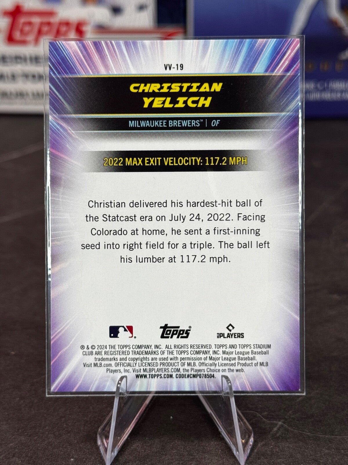 2024 Topps Stadium Club - Virtuosos of Velocity Christian Yelich #VV-19