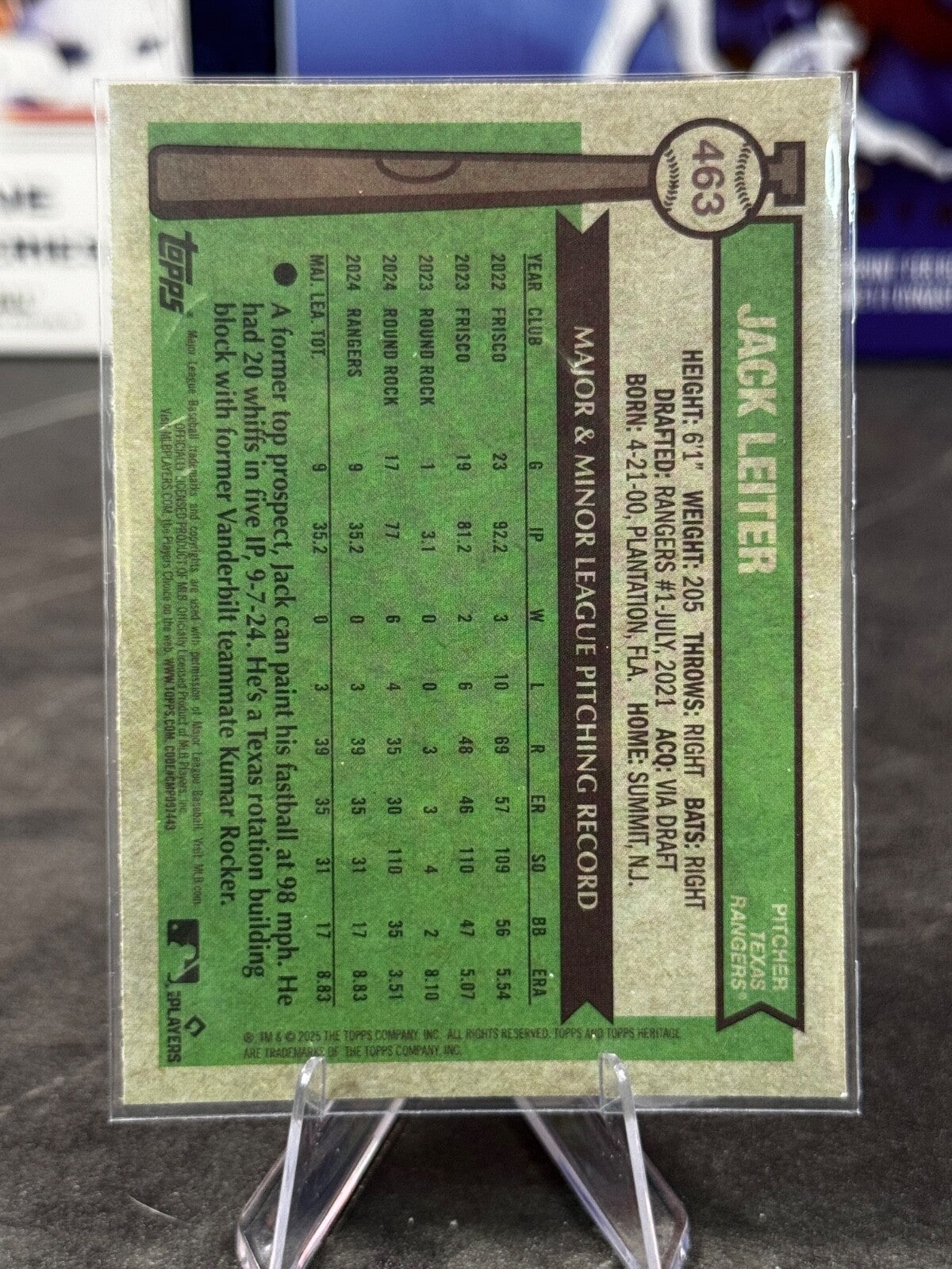 2025 Topps Heritage - Jack Leiter Blue Sparkle #463