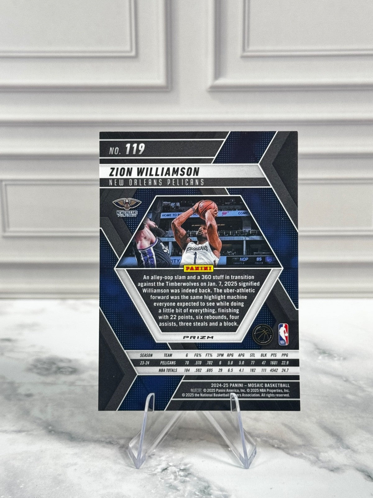 2024-25 Panini Mosaic - Zion Williamson #119 Reactive Yellow Mosaic Prizm