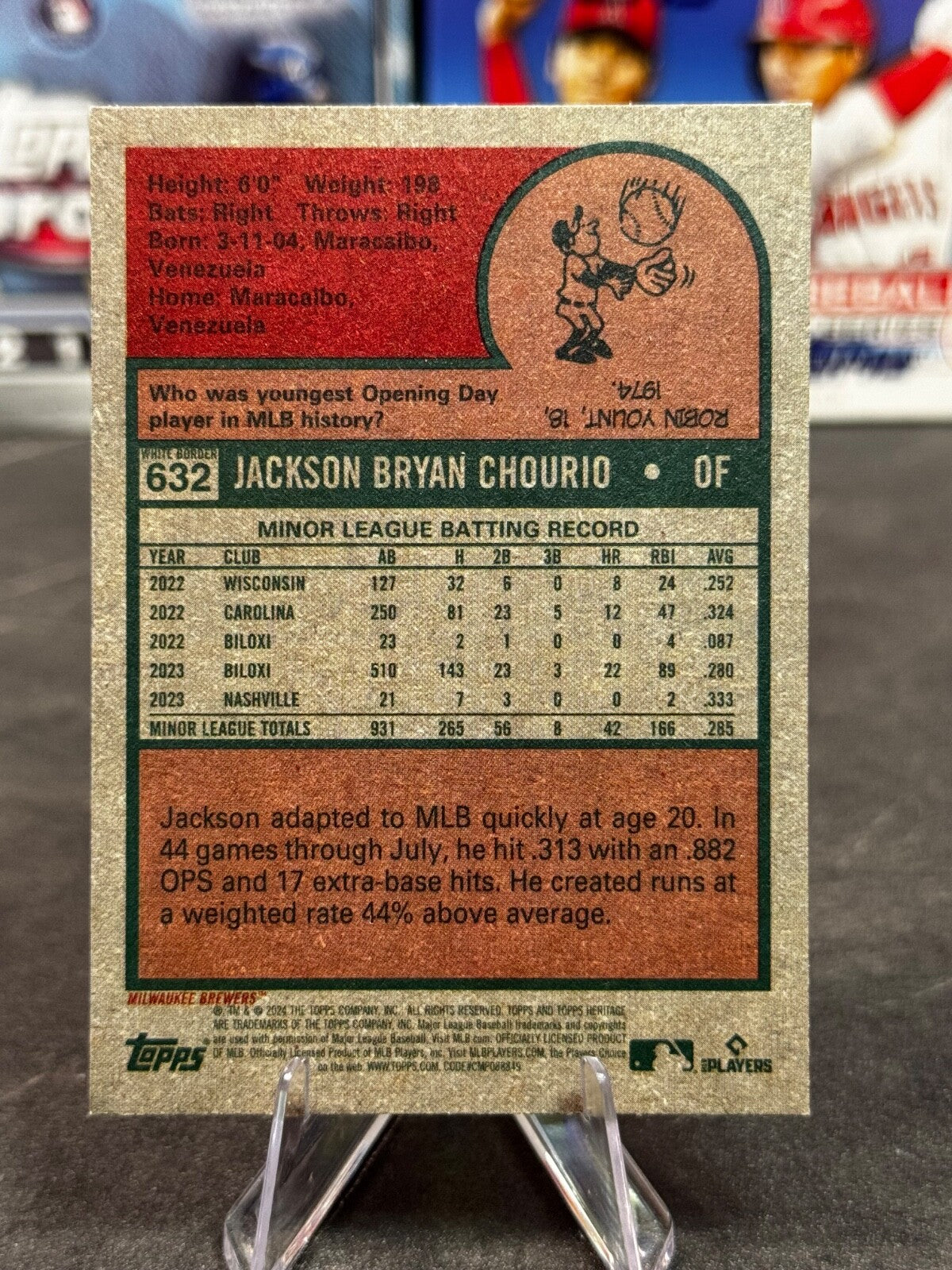 2024 Topps Heritage High Number - Jackson Chourio #632 Green Border (RC)