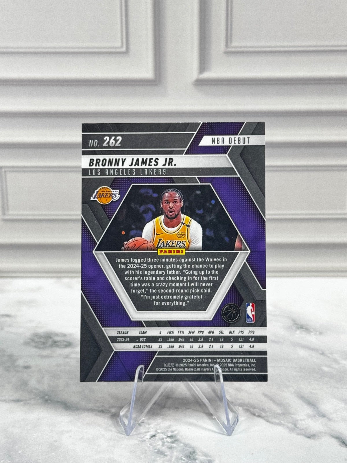 2024-25 Panini Mosaic - NBA Debut Bronny James #262 (RC)