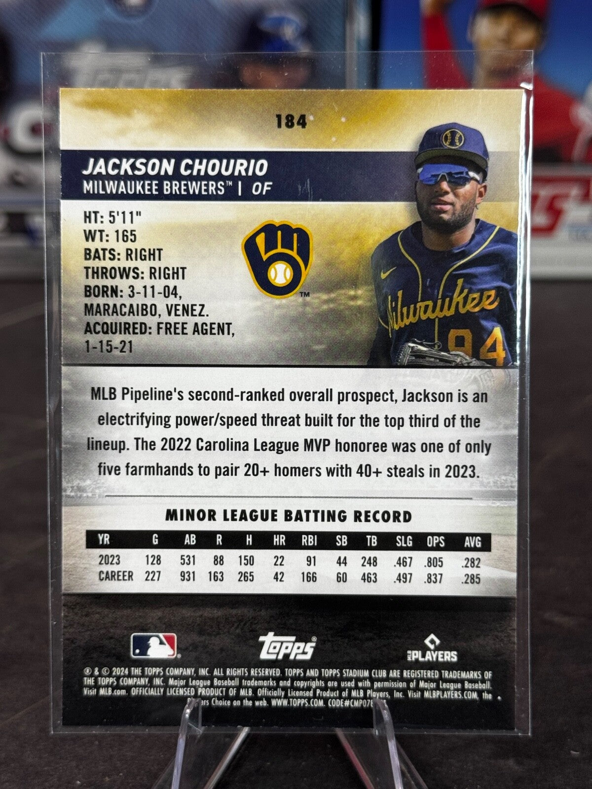 2024 Topps Stadium Club - Jackson Chourio Rookie #184 (RC)
