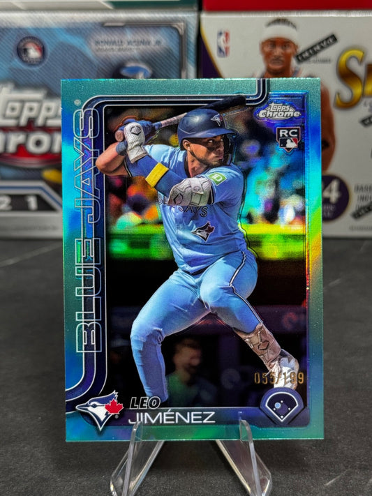 2025 Topps Chrome - #276 Leo Jimenez Rookie Aqua Refractor /199 (RC)