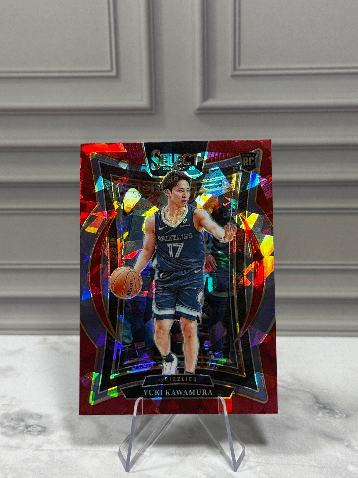 2024-25 Panini Select - Concourse Yuki Kawamura #76 Red Cracked Ice Prizm (RC)