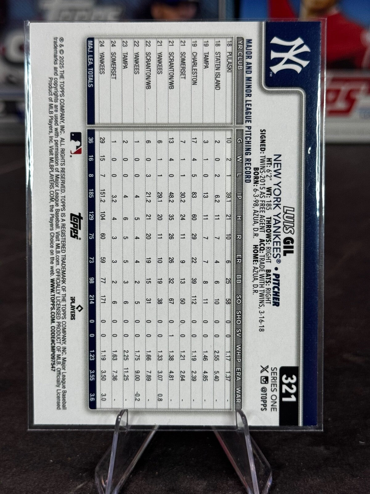 2025 Topps Series 1 - Luis Gil #321 Rainbow Foilboard