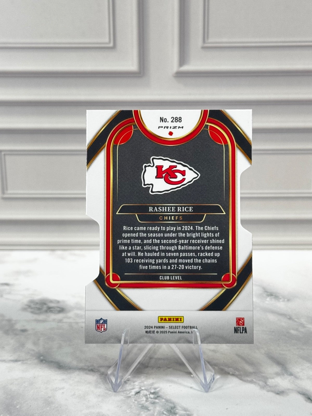 2024 Panini Select - Club Level Rashee Rice #288 Silver Prizm Die-Cut
