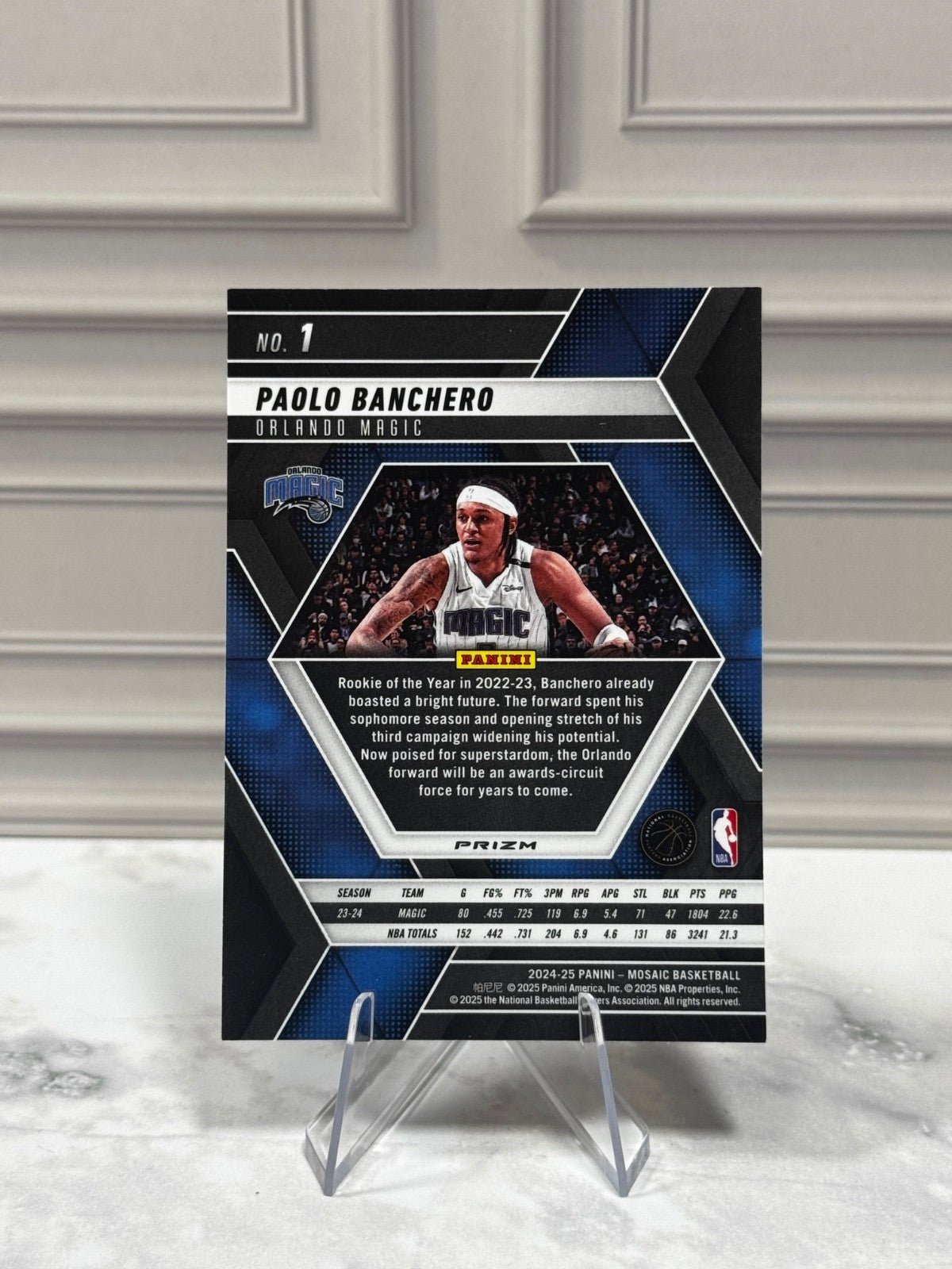 2024-25 Panini Mosaic - Paolo Banchero #1 Reactive Yellow Mosaic Prizm