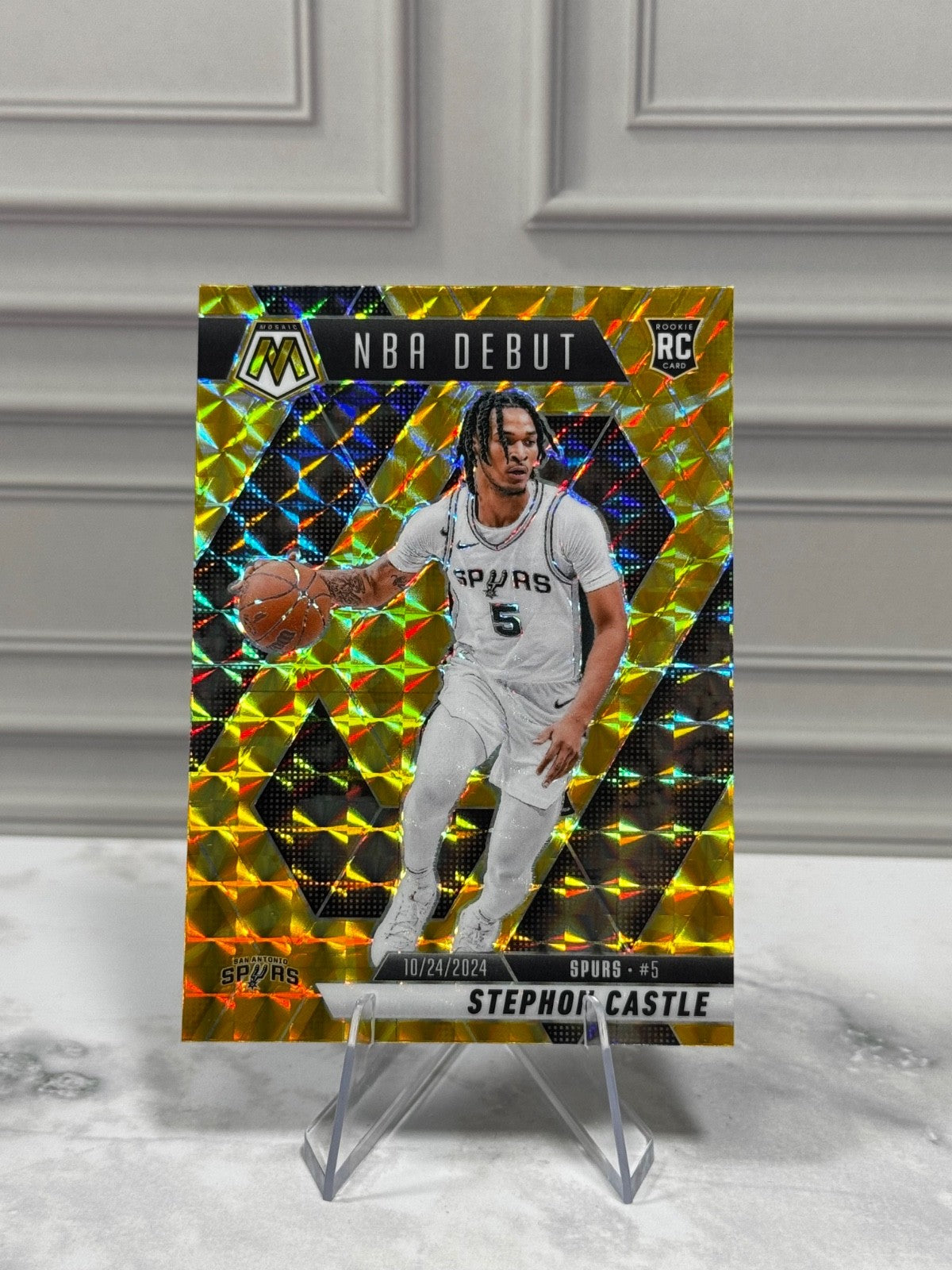 2024-25 Panini Mosaic - NBA Debut Stephon Castle #267 Reactive Yellow Prizm (RC)