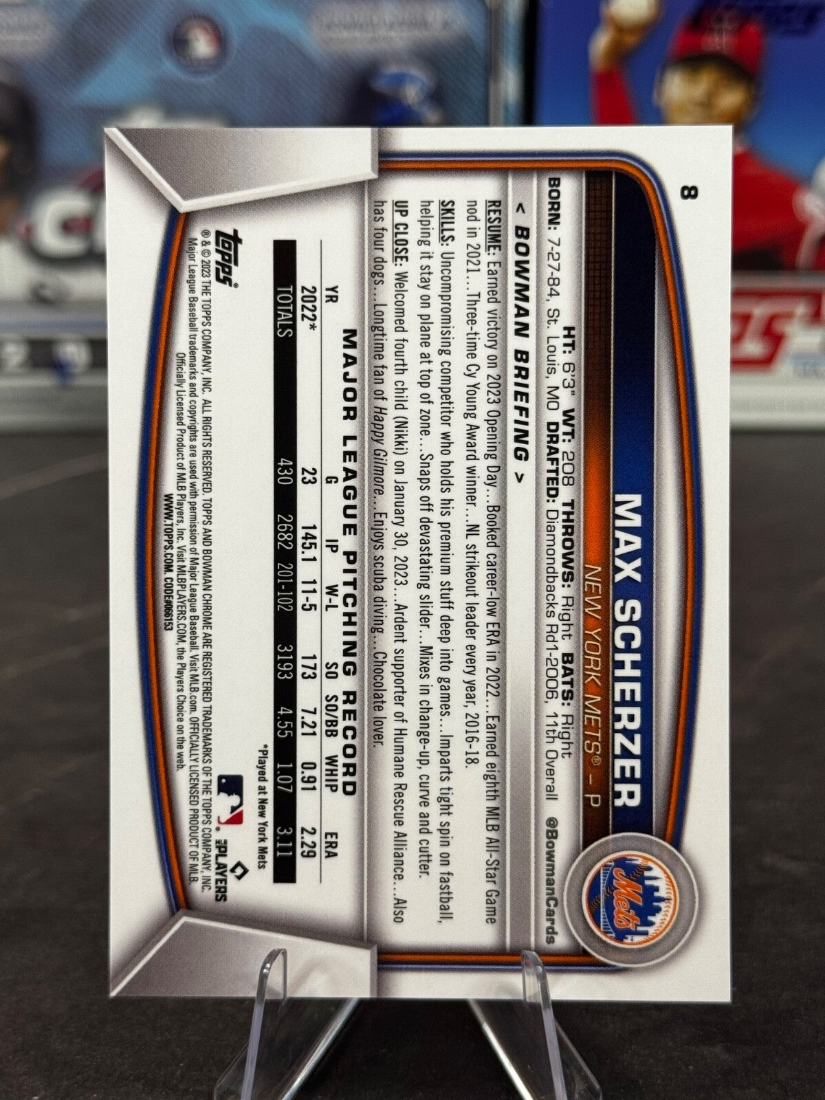2023 Bowman Chrome Sapphire Edition - Max Scherzer #8