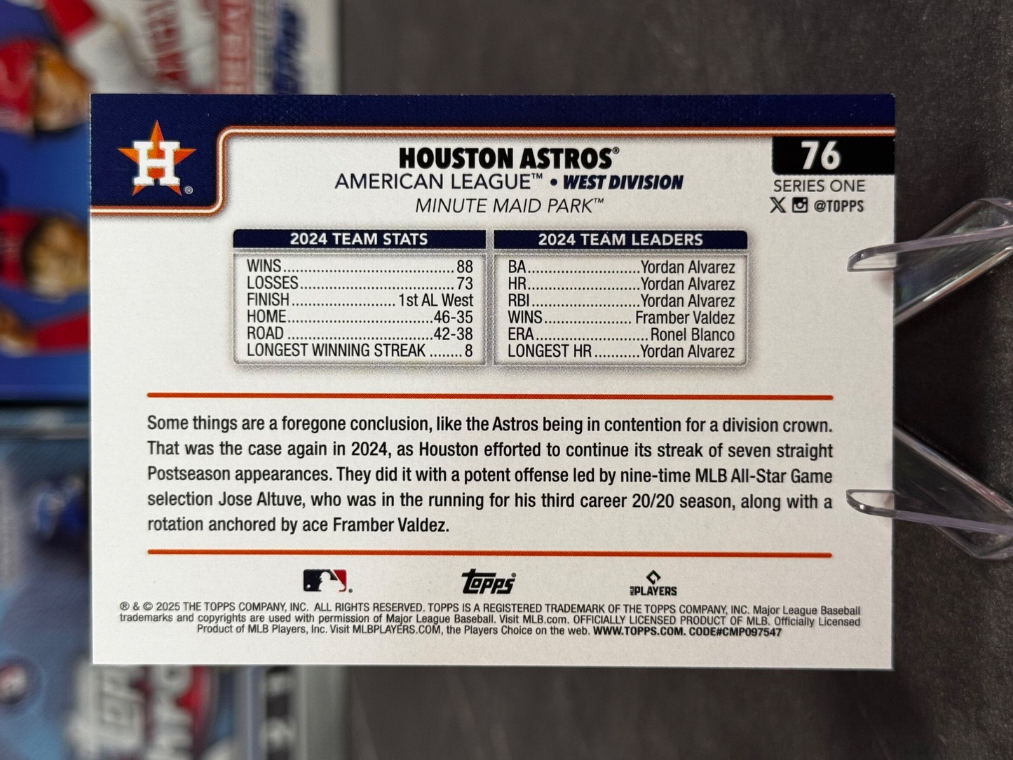 2025 Topps Series 1 - Houston Astros American League #76 Holofoil
