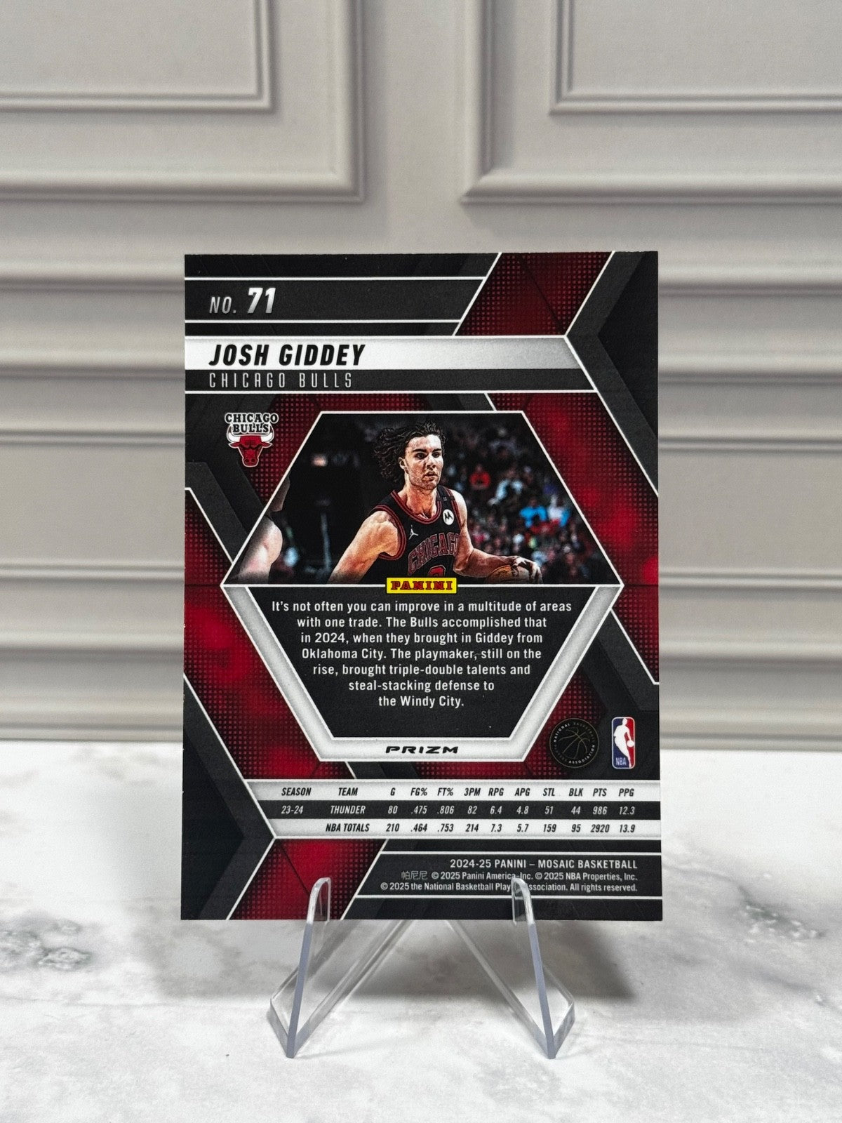 2024-25 Panini Mosaic - Josh Giddey #71 Reactive Yellow Mosaic Prizm