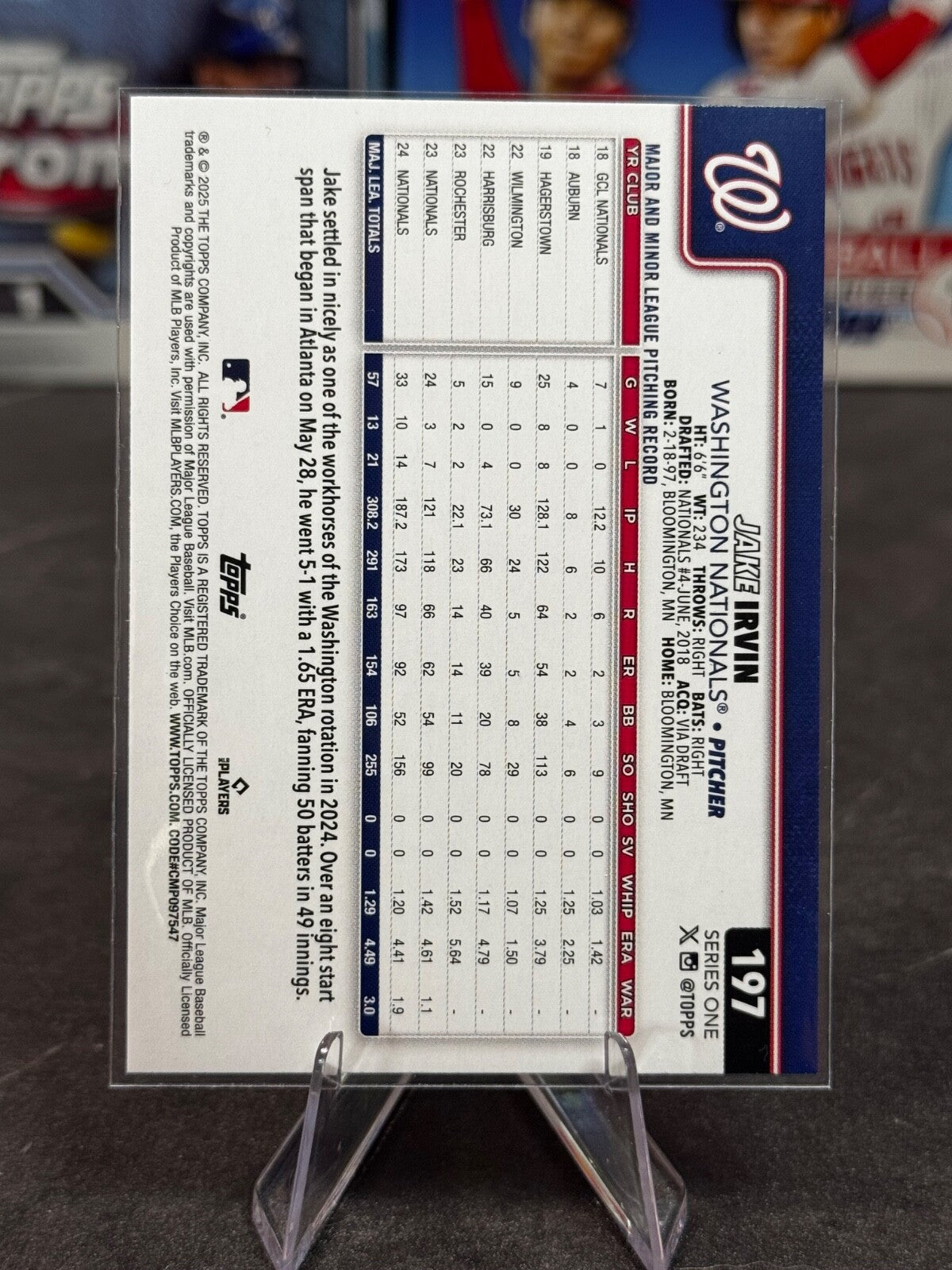 2025 Topps Series 1 - Jake Irvin #197 Diamante Foil