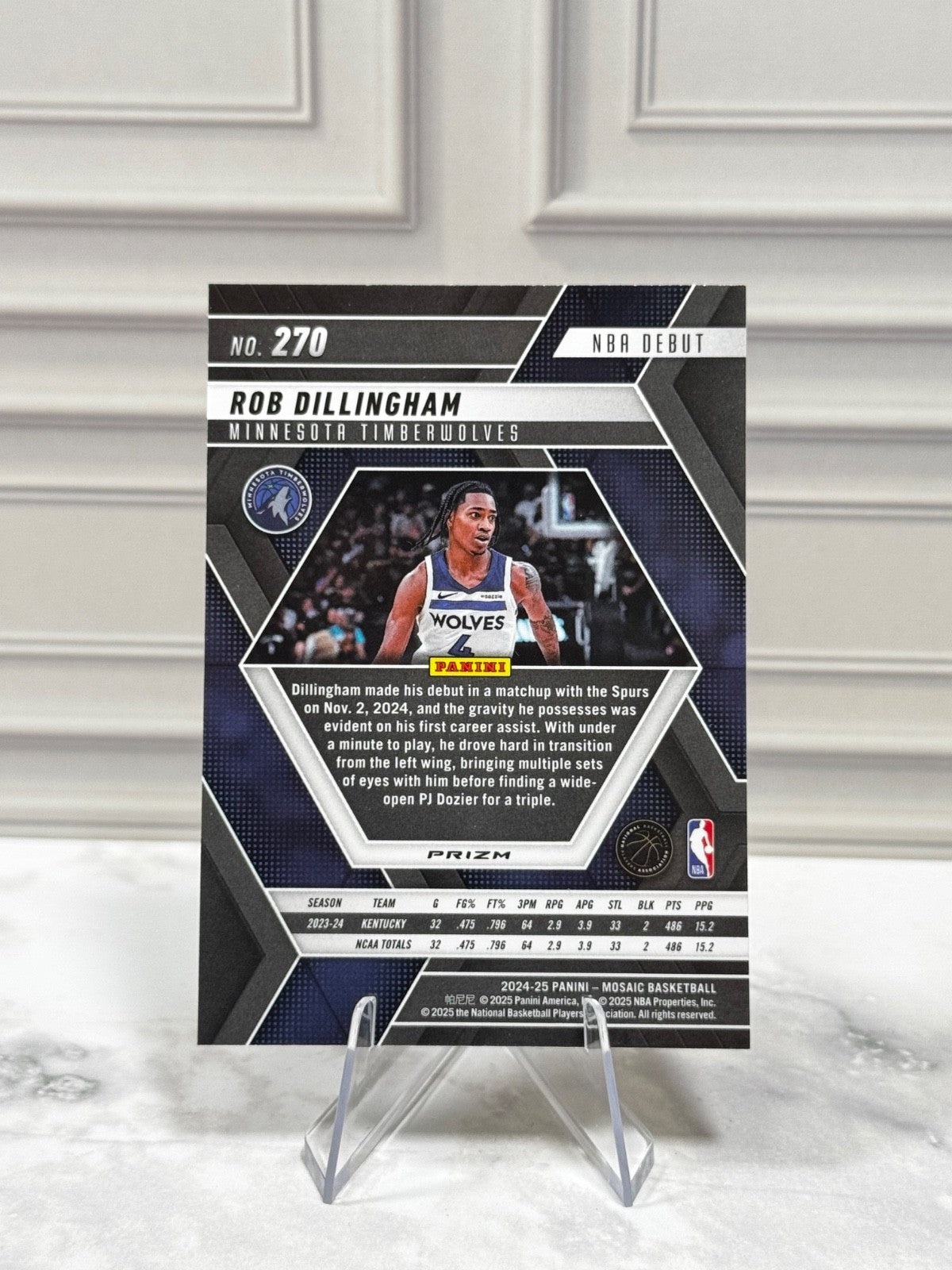 2024-25 Panini Mosaic - Rob Dillingham Rookie #270 Reactive Yellow Prizm (RC)