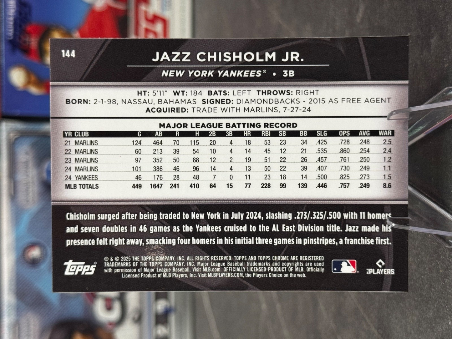 2025 Topps Chrome Black - Jazz Chisolm Jr. #144