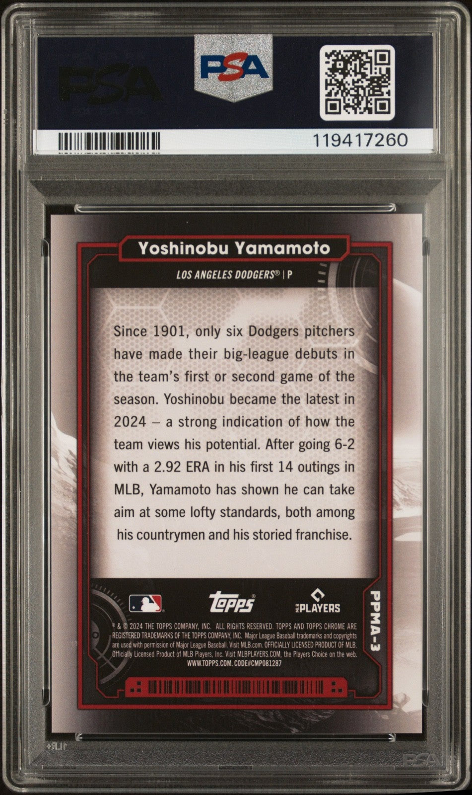 2024 Topps Cosmic Chrome - Planetary Pursuit-Mars #PPMA3 Yoshinobu Yamamoto (RC)