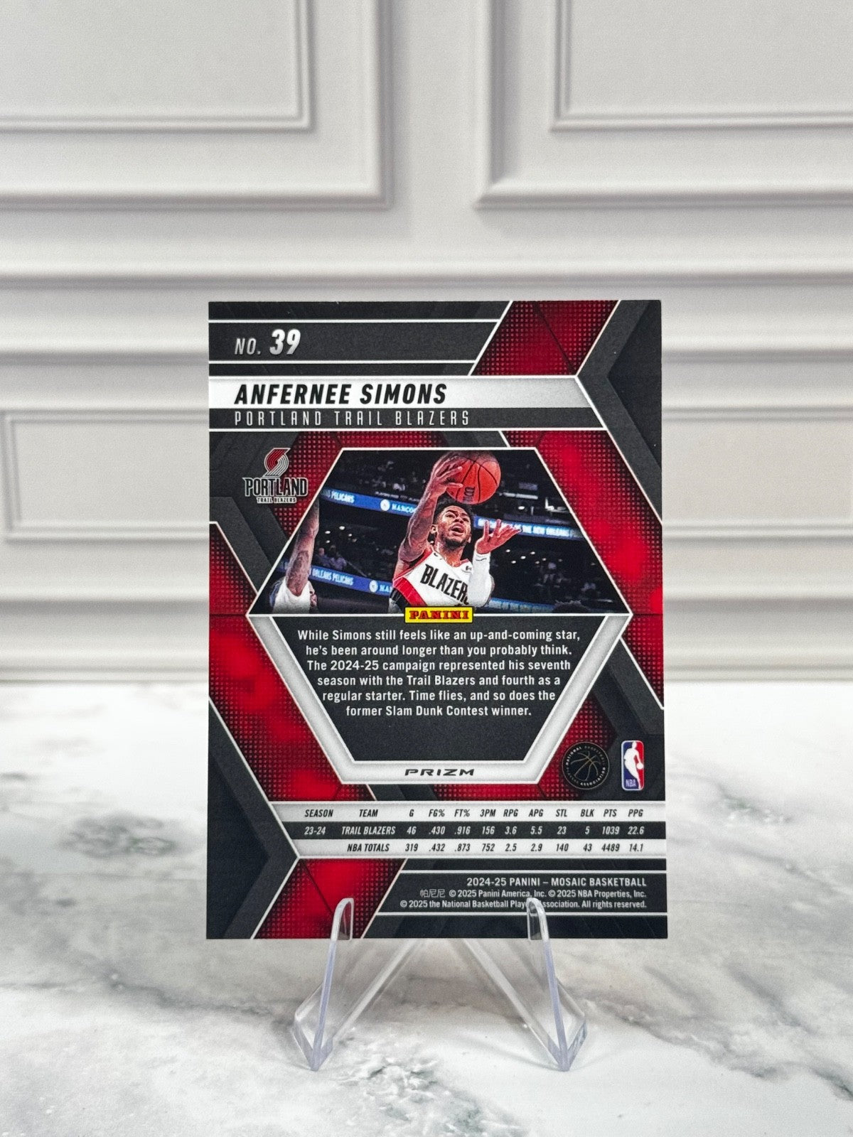 2024-25 Panini Mosaic - Anfernee Simons #39 Reactive Yellow Mosaic Prizm