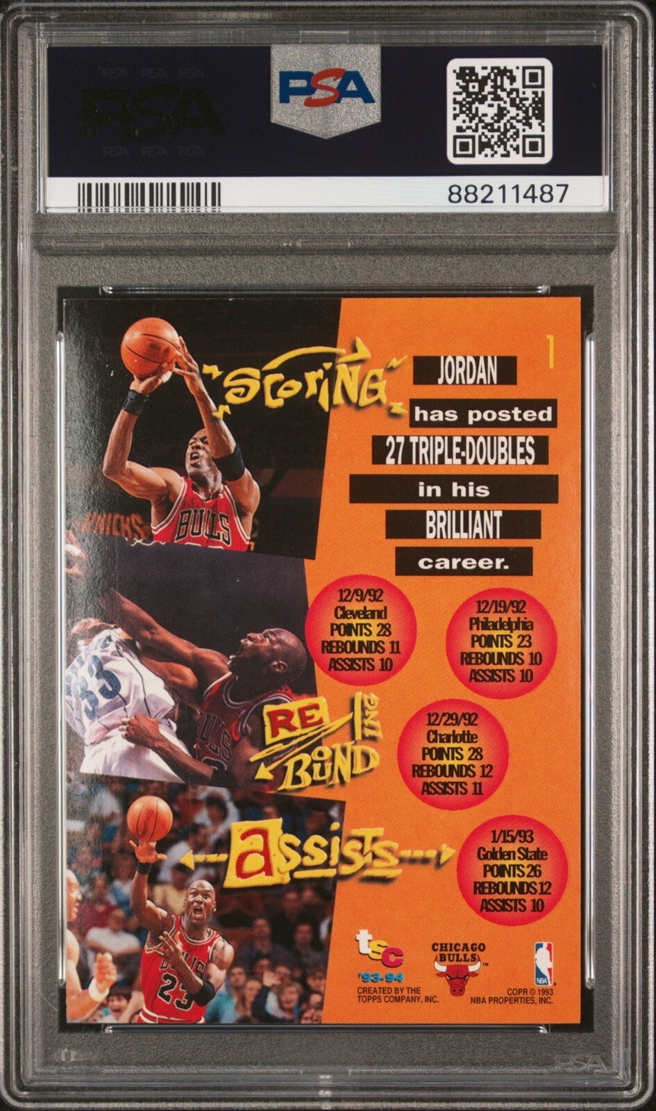 1993 Topps Stadium Club - #1 Michael Jordan PSA 8