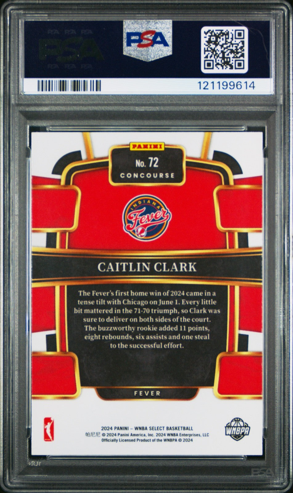 2024 PANINI SELECT WNBA - #72 CAITLIN CLARK ROOKIE (RC) PSA 9
