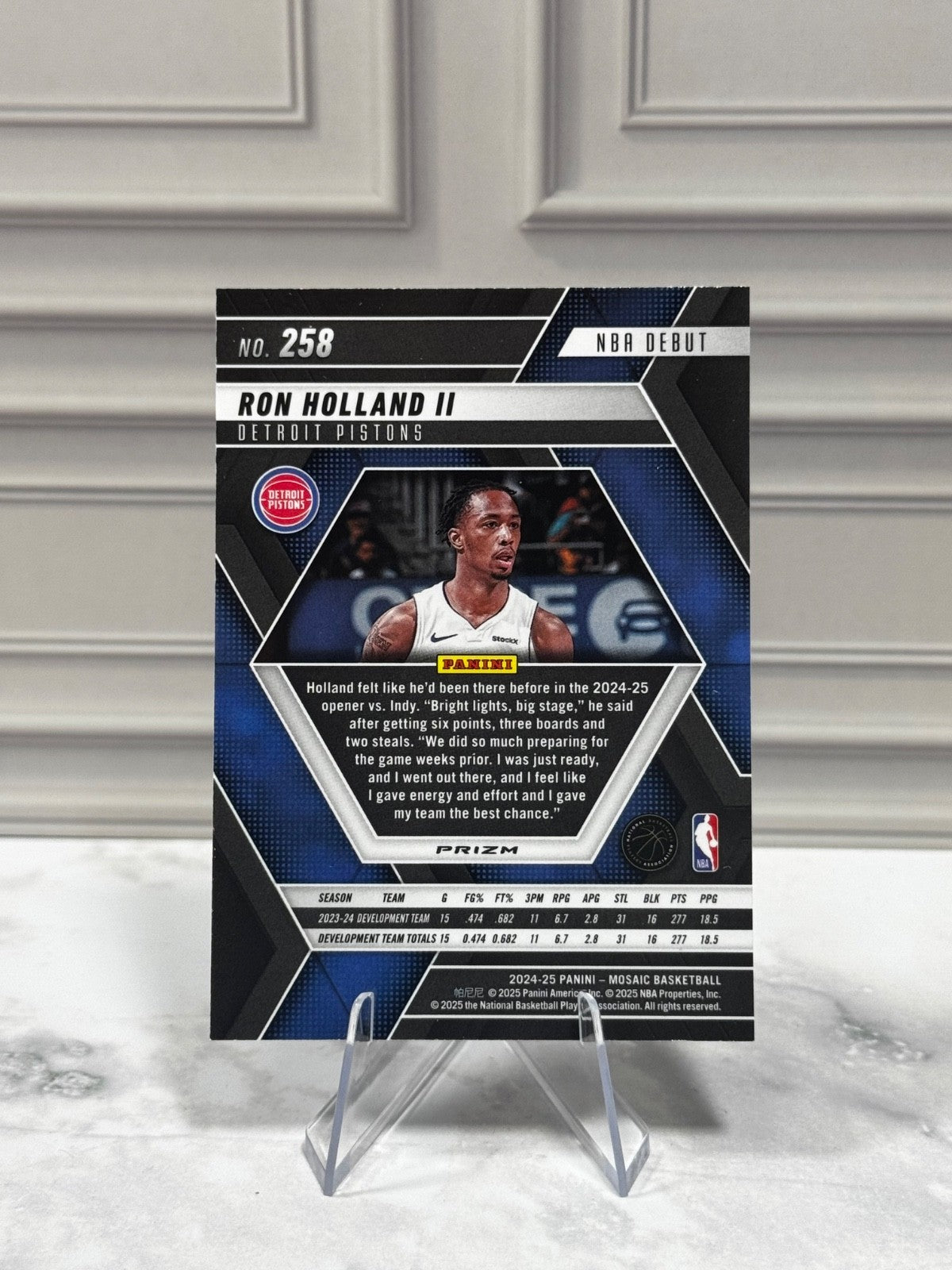 2024-25 Panini Mosaic - NBA Debut Ron Holland II #258 Silver Prizm (RC)