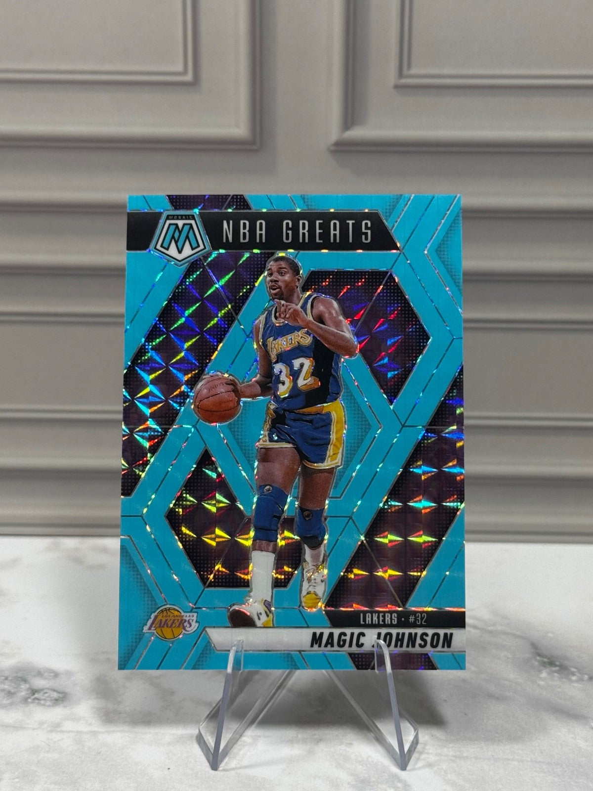 2024-25 Panini Mosaic magic Johnson #296 Blue Fluorescent Mosaic /75