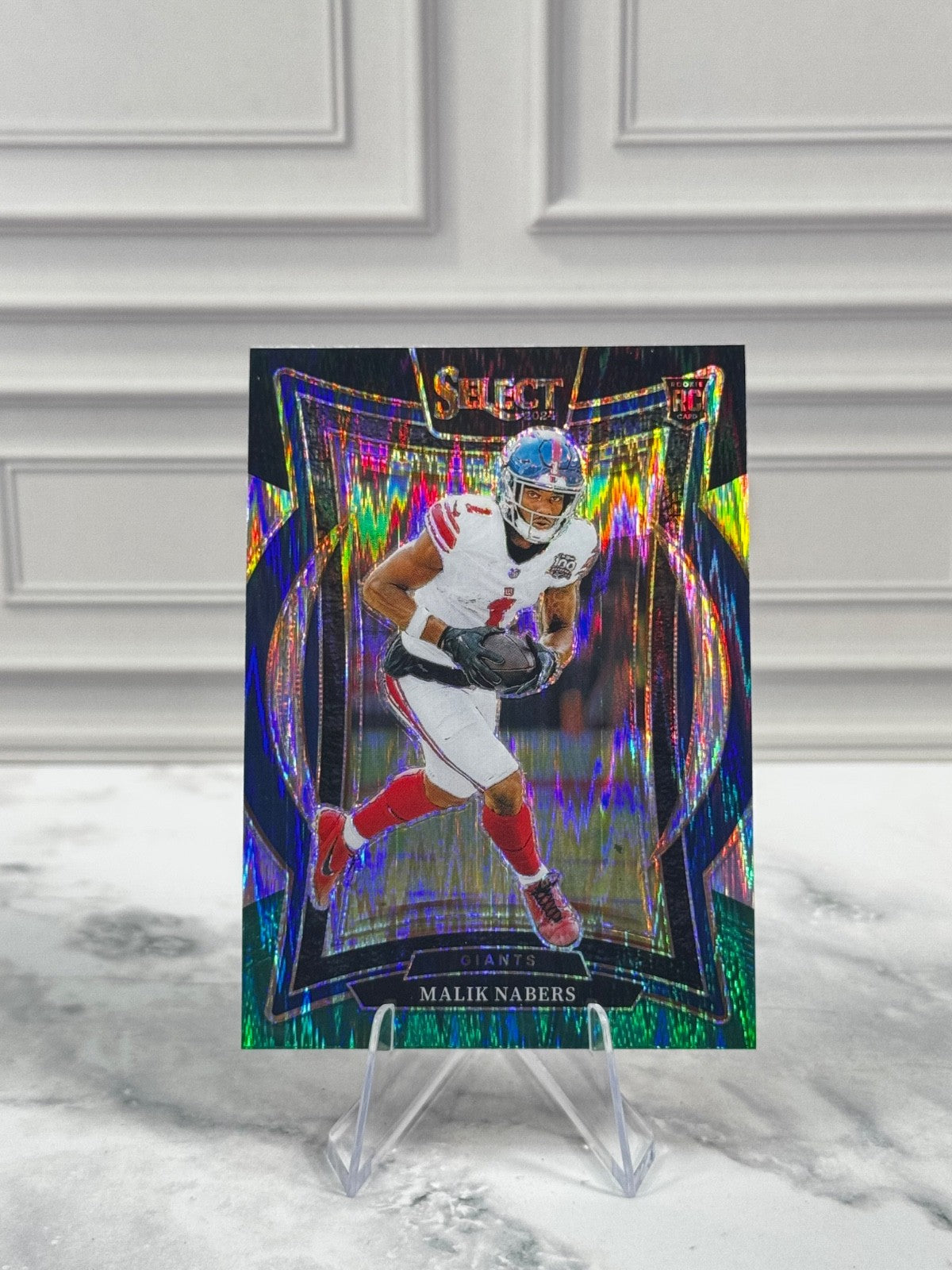 2024 Panini Select - Concourse Malik Nabers #29 Black & Green Shock Prizm (RC)