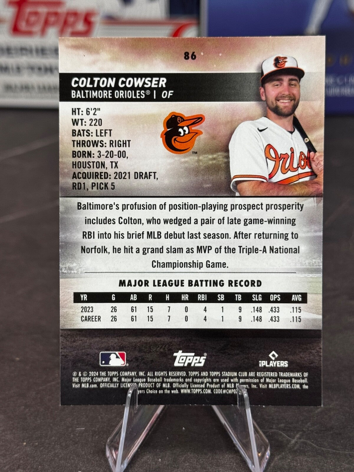 2024 Topps Stadium Club - Colton Cowser #86 Red Foil (RC)
