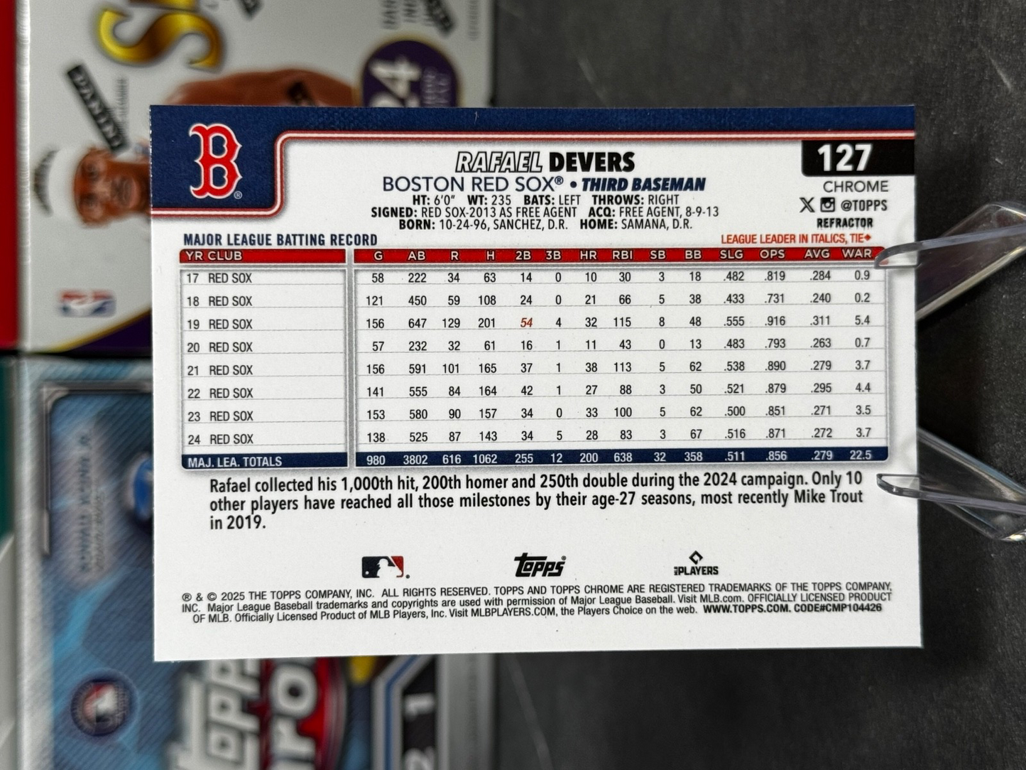 2025 Topps Chrome - #127 Rafael Devers Refractor