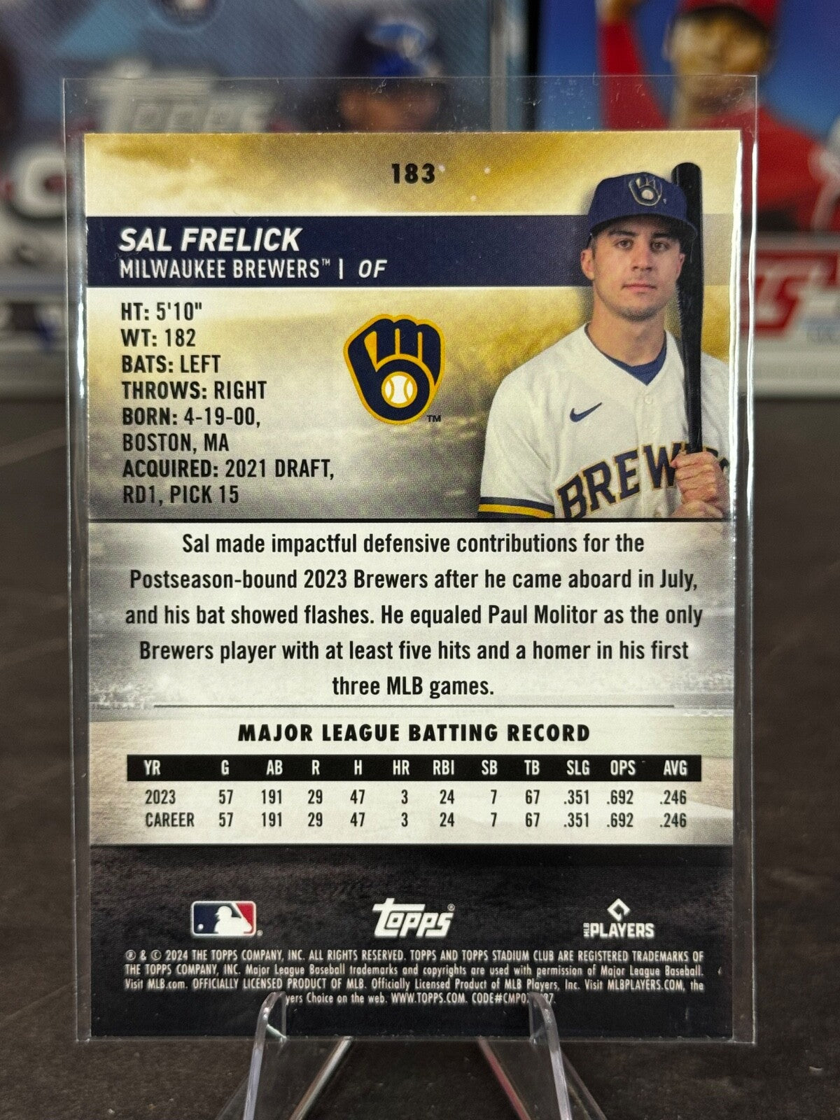 2024 Topps Stadium Club - Sal Frelick #183 (RC)
