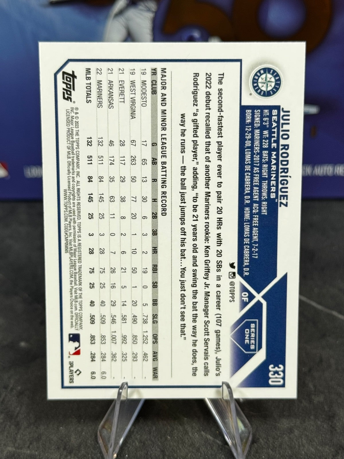 2023 Topps Series 1 - Julio Rodriguez Rookie Cup #330 Royal Blue