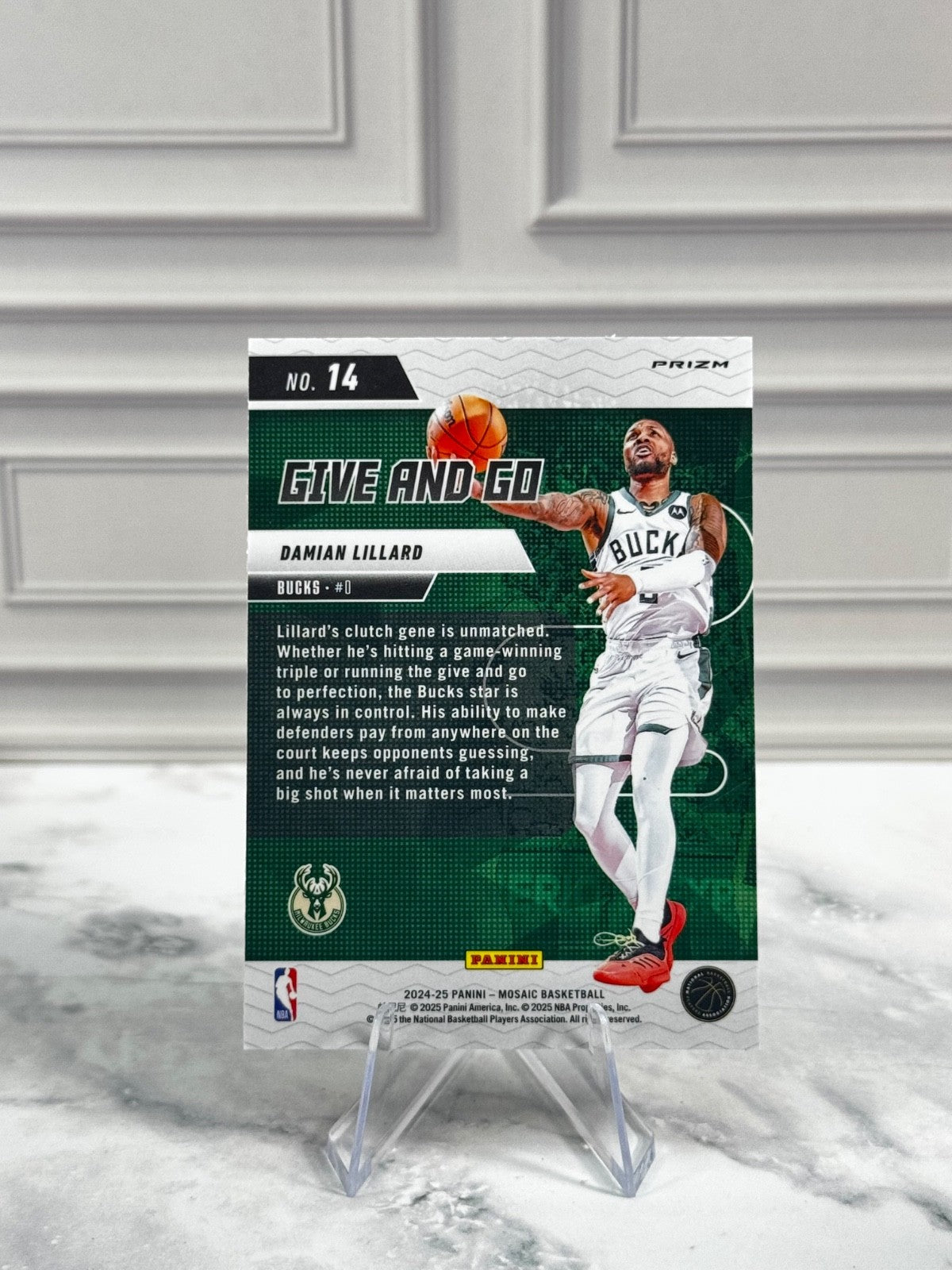 2024-25 Panini Mosaic - Damian Lillard Give and Go Green Prizm #14