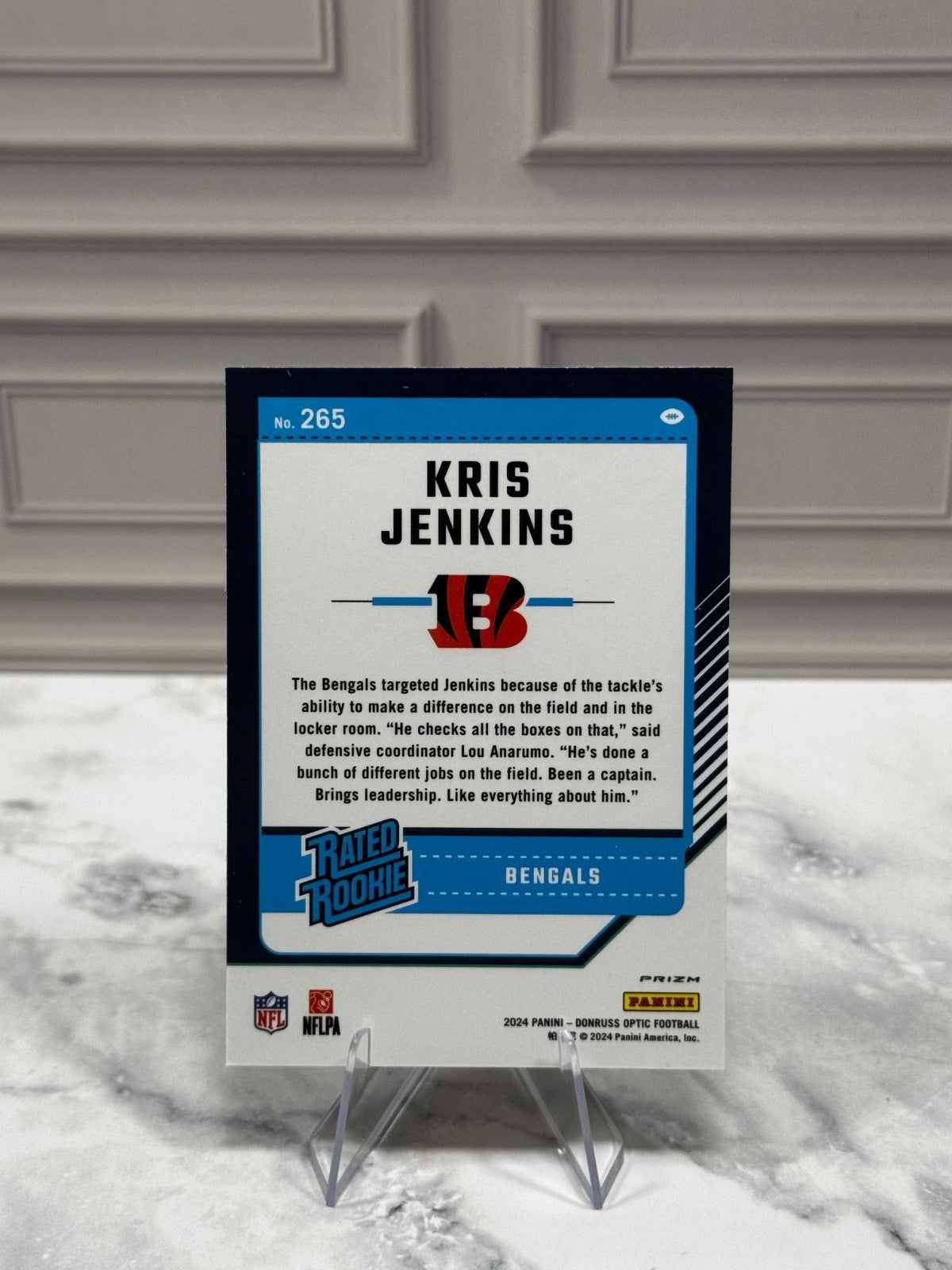 2024 Panini Donruss Optic - Rated Rookie Kris Jenkins #265 Purple Scope (RC)